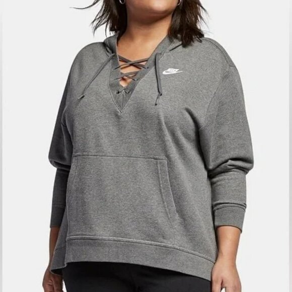 Nike Tops - NIKE: Women's Lace Up Hoodie Pullover